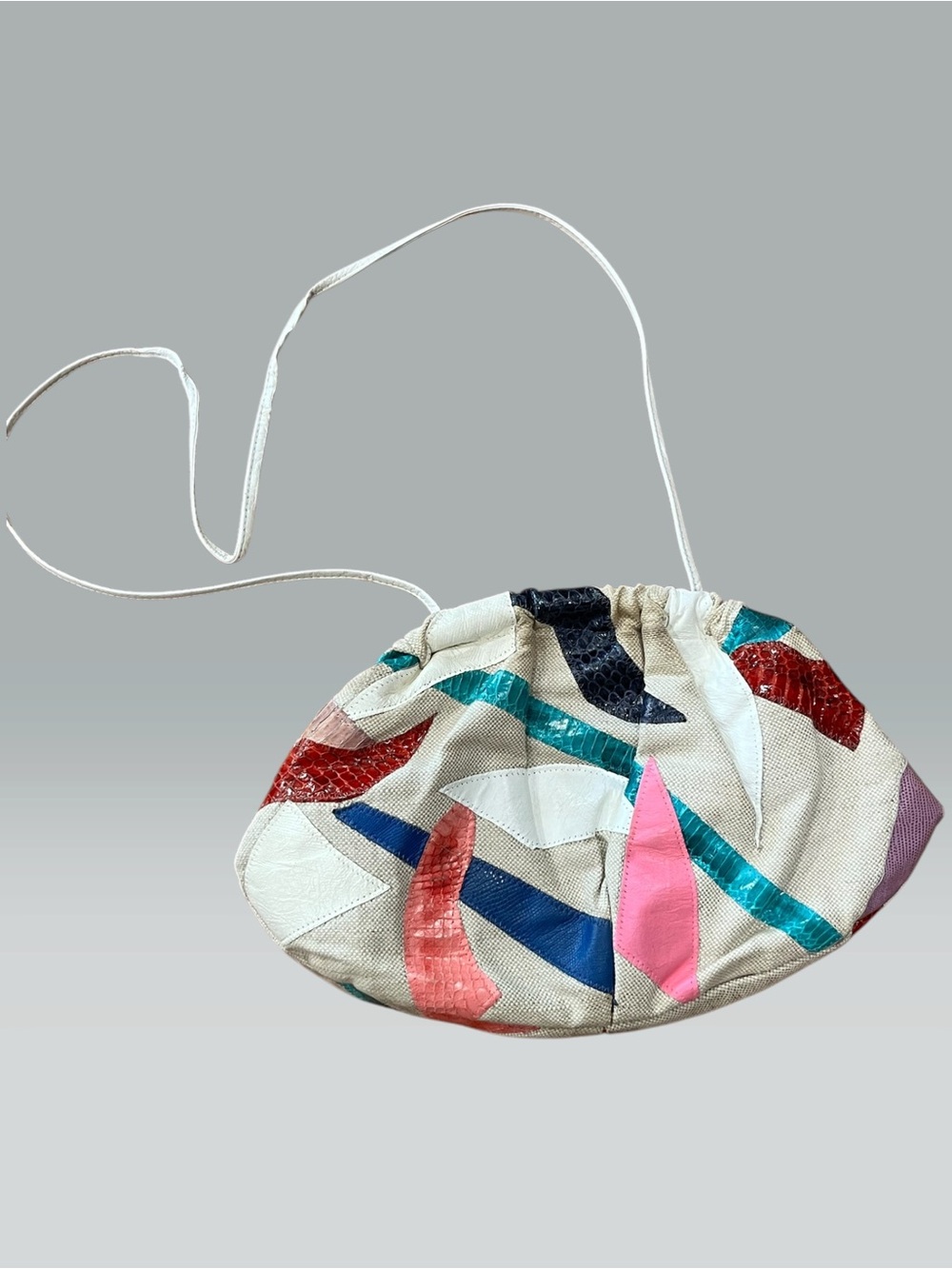 puffy geometric colorblock vintage 80’s slouchy patchwork purse